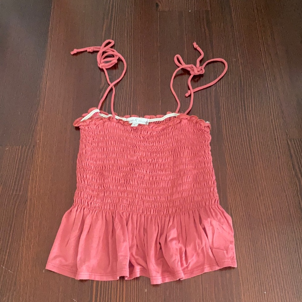 Smocked shirt with tie straps